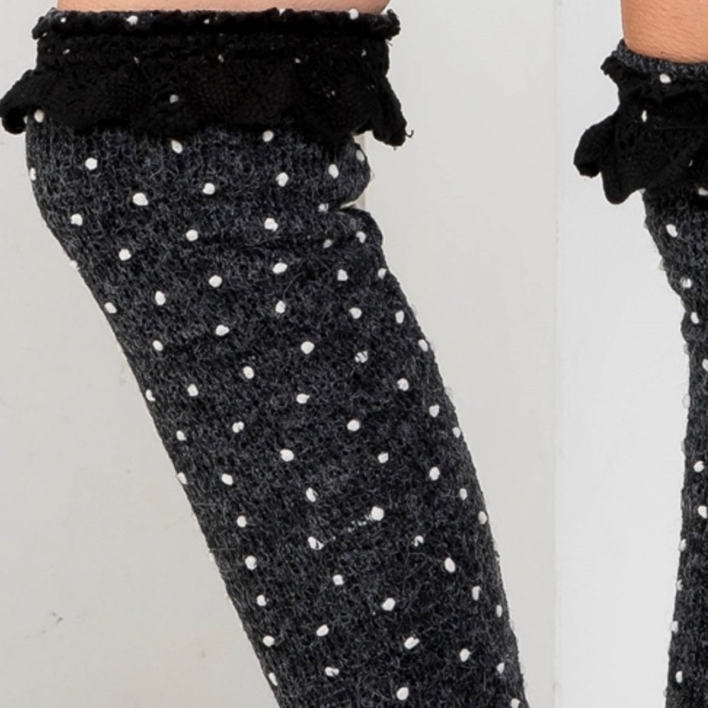 Polka Dot Crochet Lace Leg warmer - Picture 5 of 5